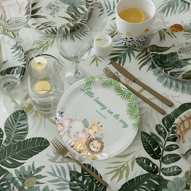 jungle baby boy shower wild tropical Invitation  Paper Plate (Creator Uploaded)
