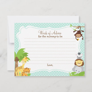 Jungle Baby Shower Advice card for the mum to be