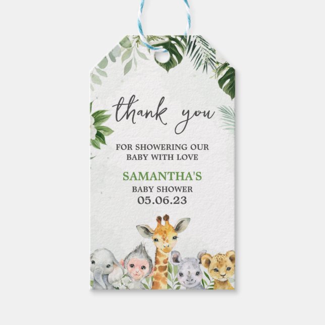 Jungle Baby Shower Favour Tags (Front)