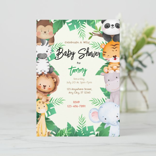 Jungle Baby Shower Invitation (Standing Front)