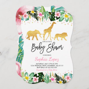 Jungle Baby Shower Invitation Tropical Baby Shower