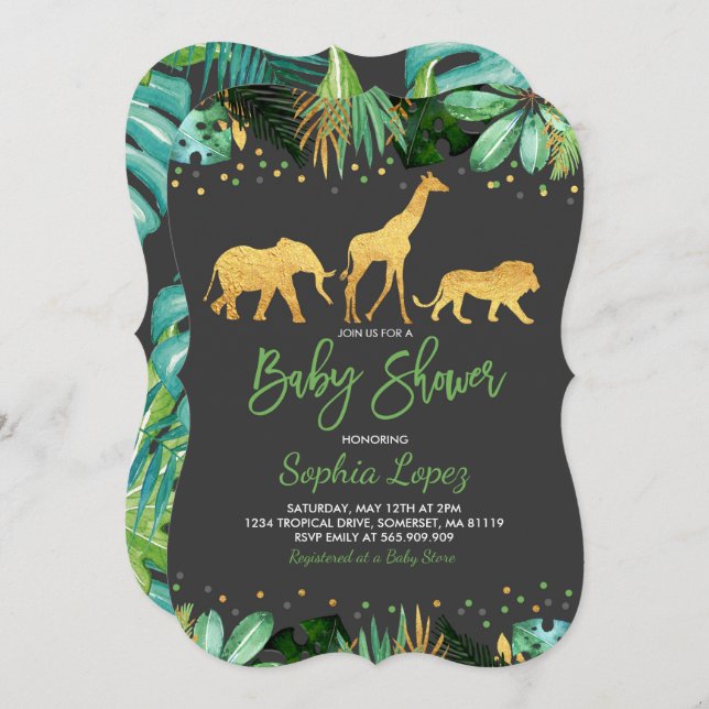 Jungle Baby Shower Invitation Tropical Baby Shower (Front/Back)