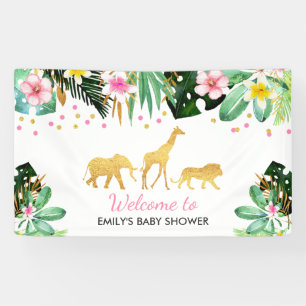 Jungle Baby Shower Party Banner Tropical Shower
