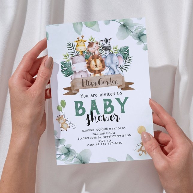 Jungle Baby Shower Party Editable Invitation (Jungle Baby Shower Party Editable Invitation)