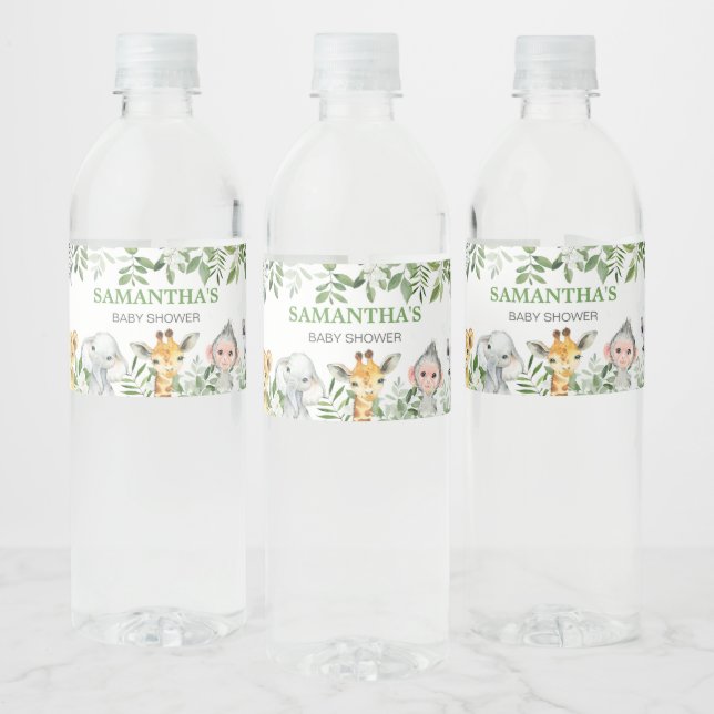 Jungle Baby Shower Water Bottle Label (Bottles)