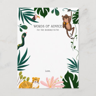 Jungle Baby Shower Words of Advice Postcard