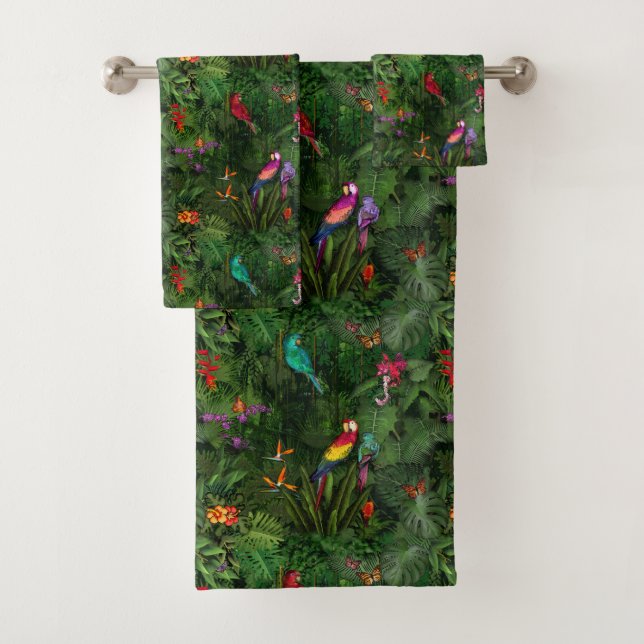 Jungle 🌺 🌴 🦜 bath towel set (Insitu)