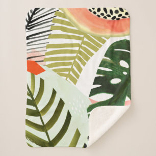 Jungle Beat Tropical Greenery Sherpa Blanket