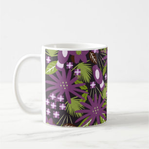 Jungle Bird Pattern Purple Greenery  Tropical   Coffee Mug
