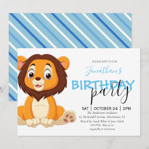 Jungle Birthday Boy LION Invitation