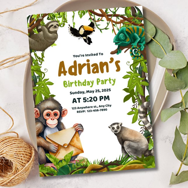 Jungle Birthday Invitation Safari Animals Birthday (Creator Uploaded)