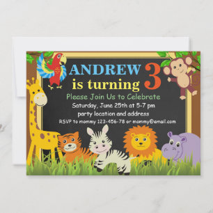 Jungle Birthday Invitation,Safari Birthday Invite