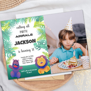 Jungle Birthday Invitations with photo
