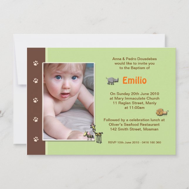 Jungle Boy Christening Invitations (Front)