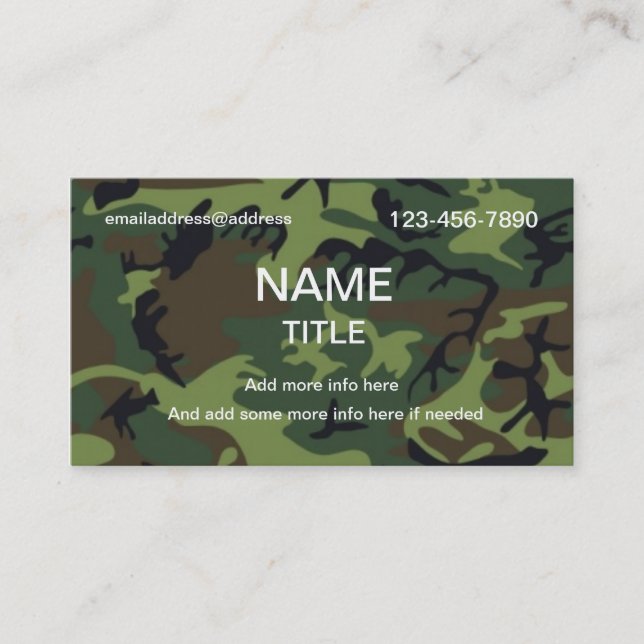 Jungle Camouflage Business Card (Front)
