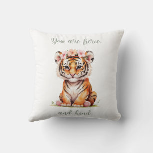 Jungle Cat Lion Tiger Inspirational Watcolor Cushion
