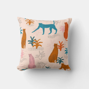 Jungle Cheetah: Funky Tropical Pattern. Cushion