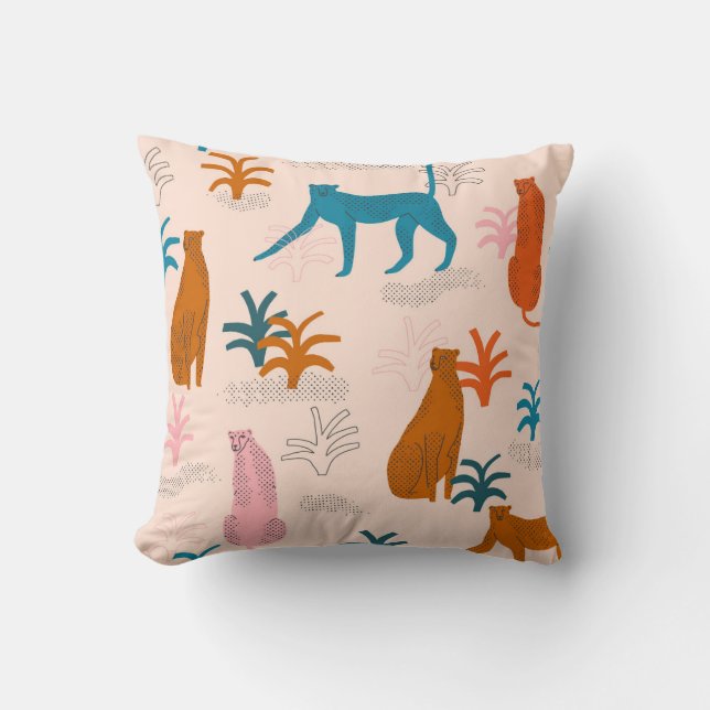 Jungle Cheetah: Funky Tropical Pattern. Cushion (Front)