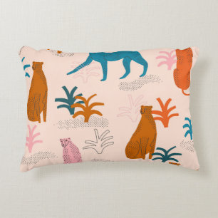 Jungle Cheetah: Funky Tropical Pattern. Decorative Cushion