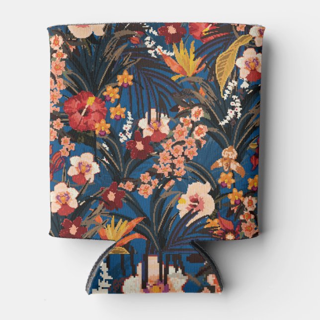 Jungle Chic: Dark Blue Exotic. Can Cooler (Front)