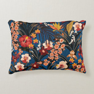 Jungle Chic: Dark Blue Exotic. Decorative Cushion
