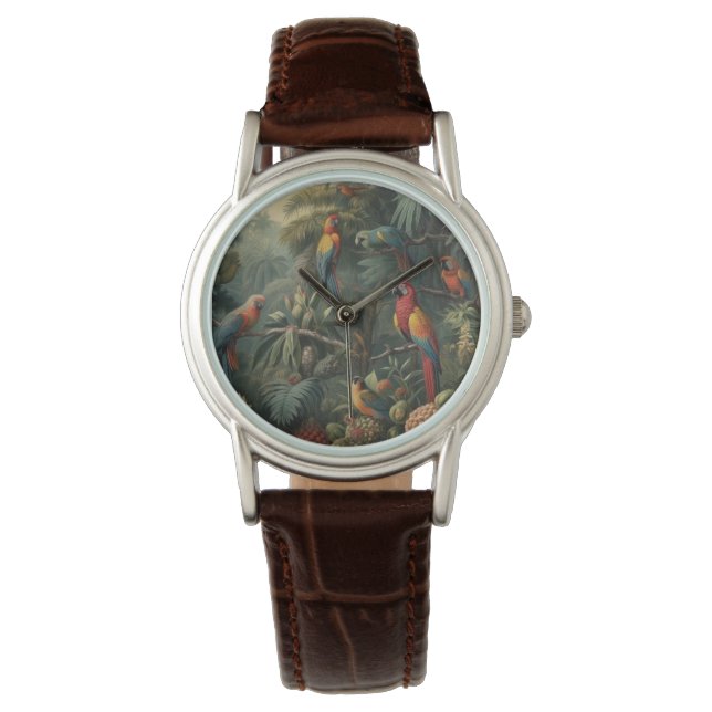 Jungle Chronograph Scarlet Macaw and Pineapple Watch (Front)