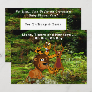 Jungle Couple Baby Shower, Lion Tiger Monkey Bear Invitation