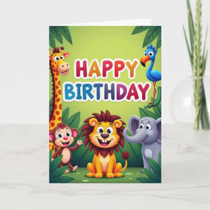 Jungle Creatures Birthday Card