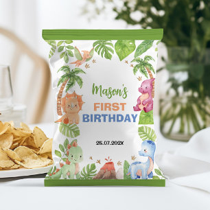 Jungle Dinosaur 1st Birthday Chip Bag Wrapper