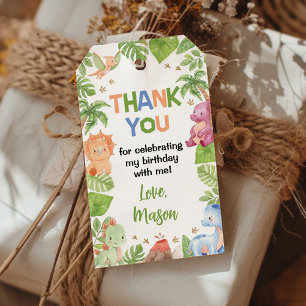 Jungle Dinosaur Boy Birthday Party Thank You Gift Tags