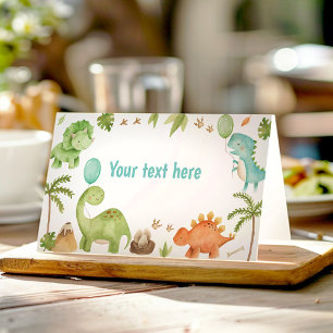 Jungle Dinosaur Cute Boy Birthday Food Tent Place Card