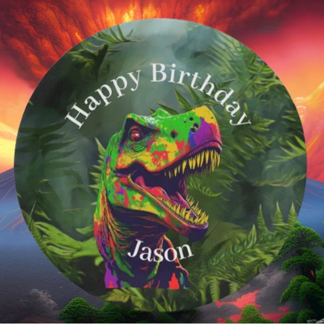 Jungle Dinosaur Party Fun Paper Plate (Celebrate an amazing party with our Dinosaur party supplies.)