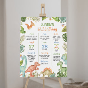 Jungle Dinosaurs 1st Birthday Milestone Sign
