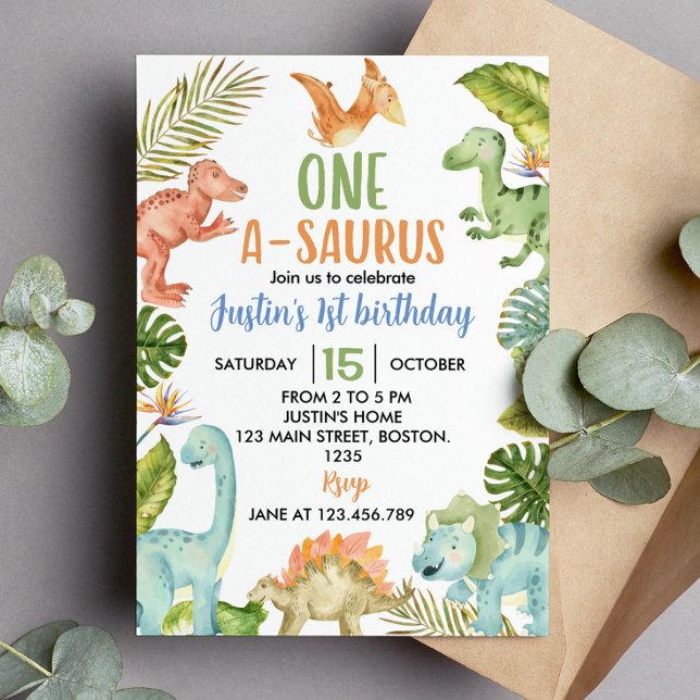 Jungle Dinosaurs Birthday Party Invitation (Creator Uploaded)