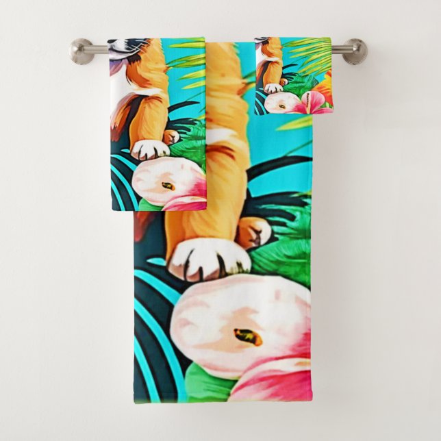 Jungle Dog Art Bath Towel Set (Insitu)