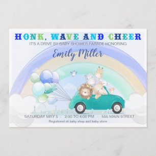 Jungle drive by baby shower invitation boy