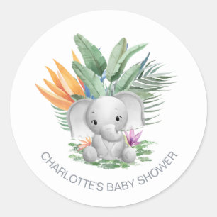 Jungle Elephant Baby Shower Classic Round Sticker