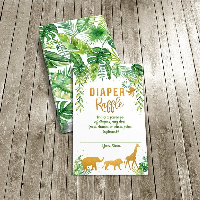 Jungle Elephant Baby Shower Diaper Raffle Card (Creator Uploaded)