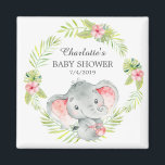 Jungle Elephant Baby Shower Favour  Magnet<br><div class="desc">Cute jungle elephant magnet for a girls baby shower. Change the background by clicking on customise & use our colour picker!. Matching items available in our shop.</div>