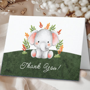 Jungle Elephant Baby Shower Thank You Card