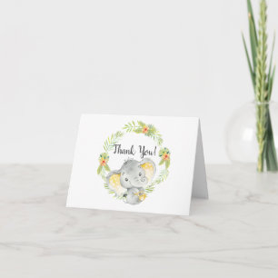 Jungle Elephant Baby Shower Thank You Note Card