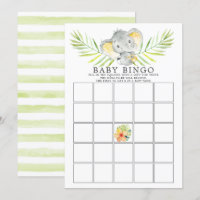 Jungle Elephant BINGO Baby Shower Game