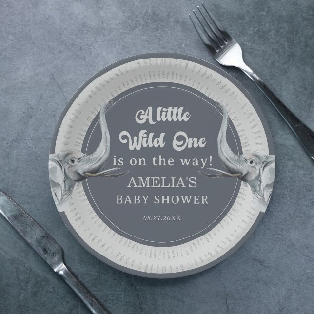 Jungle Elephant Safari Baby Shower Plates (Creator Uploaded)
