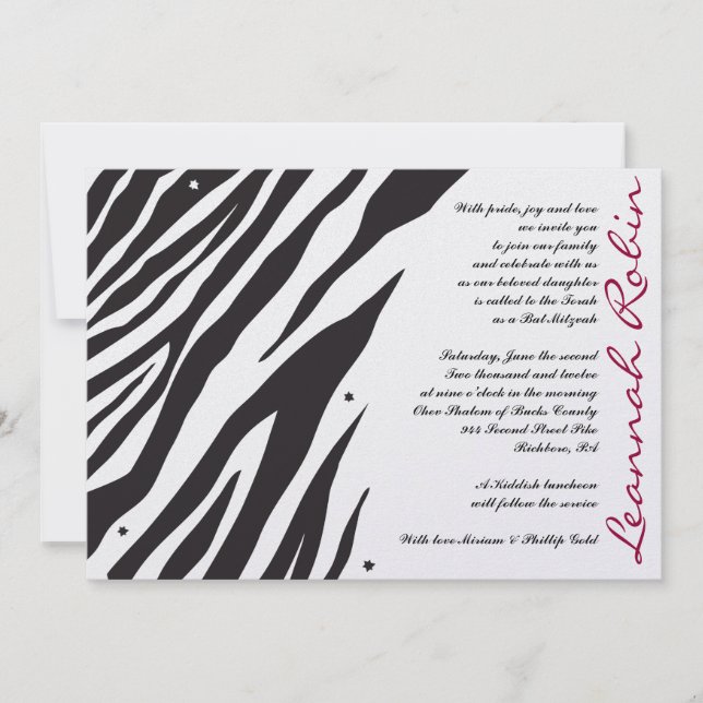 JUNGLE FEVER Bat Bar Mitzvah Invitation Invite (Front)