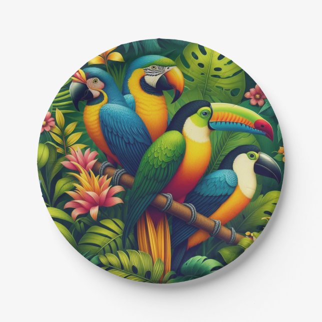 Jungle Fiesta: A Colourful Feast Paper Plate (Front)
