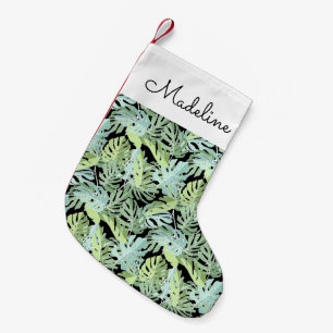Jungle Floral Pattern Add Your Name Small Christmas Stocking
