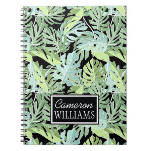 Jungle Floral Pattern   Add Your Name Spiral Notebook