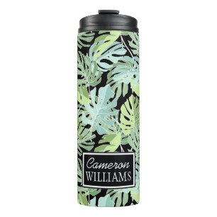 Jungle Floral Pattern Add Your Name Thermal Tumbler