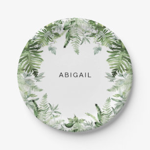 Jungle Folaige Personalised Baby Shower Paper Plate