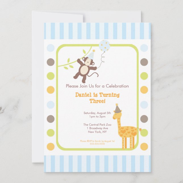 Jungle Fun Birthday Party Invitation (Front)